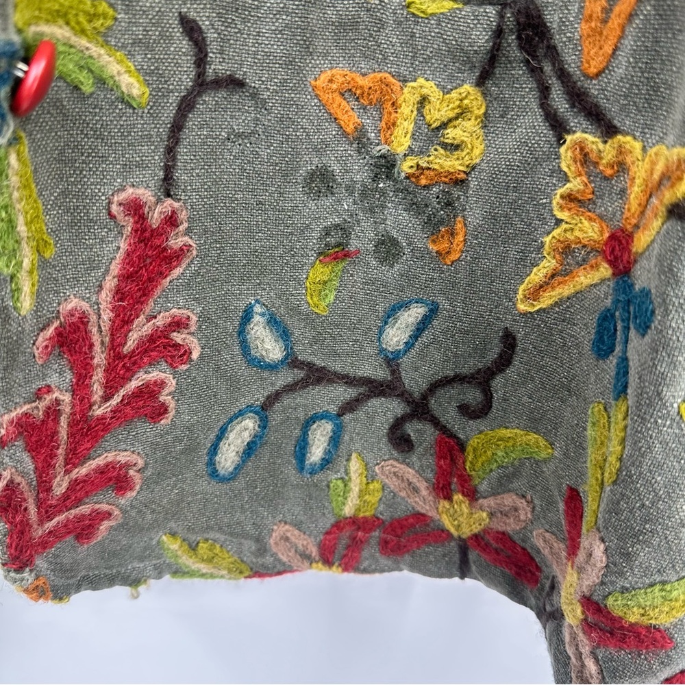 Citron Embroidered Floral Blazer Jacket Long Line Colorful Womens Medium V596 - Picture 9 of 9